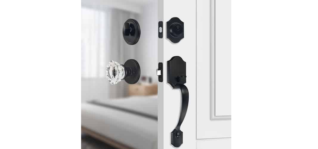 Crystal Glass Door Locks with Deadbolts Lock Set Entry Door Knob 1 1