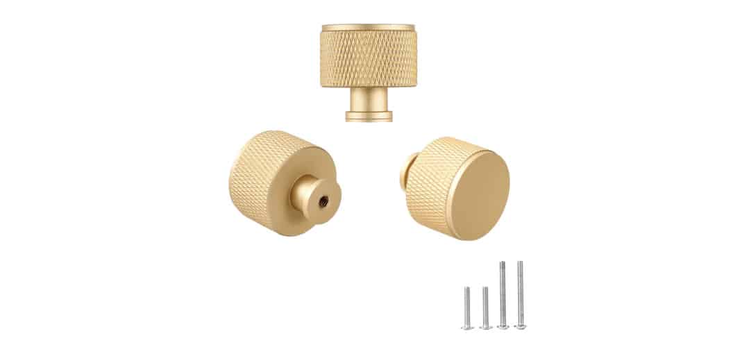 Knurled Dresser Knobs Solid 1.1 Inch Champagne Kitchen Cabinet Hardware Knobs for Cupboard Drawer Pulls 1