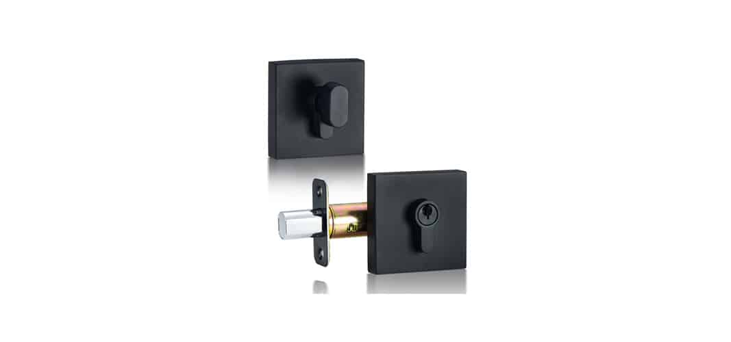 Poignée de porte carrée noire, bouton de porte réversible robuste pour chambre à coucher 1